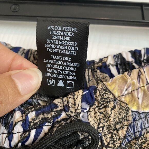 C-Mode Stretch Pants Women Sz M Lose Comfy Floral Elastic Waist - Picture 6 of 11